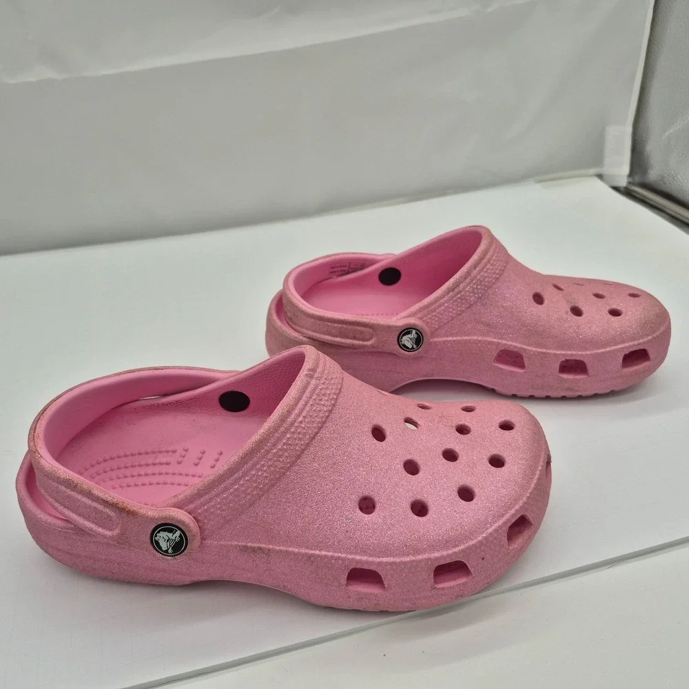 Pink Crocs Classic Glitter Clogs